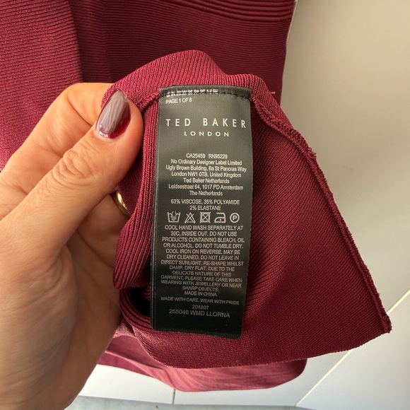 Ted Baker Llorna Skater Dress in Rich Burgundy, L NWT - Picture 6 of 6